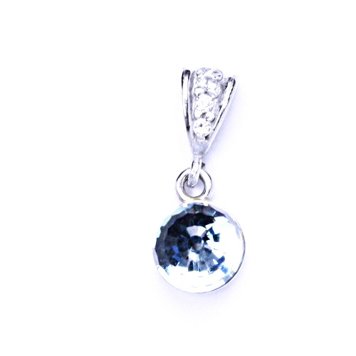 Přívěšek stříbrný s krystalem Swarovski koule disco krystal akvamarín, P 1311