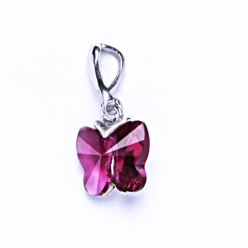 Přívěšky stříbrné s krystalem Swarovski(motýlek fuchsie) P 1307