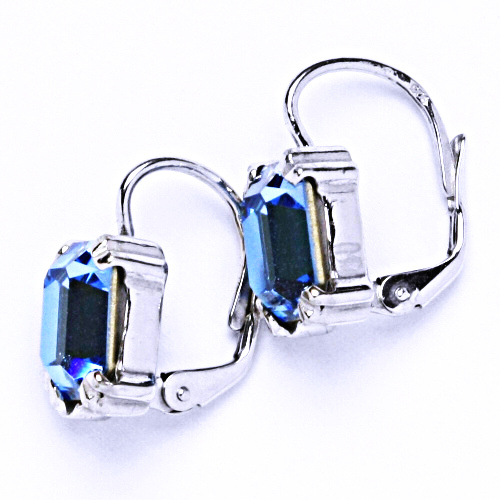 Stříbrné náušnice se Swarovski krystalem akvamarín, NK 1201