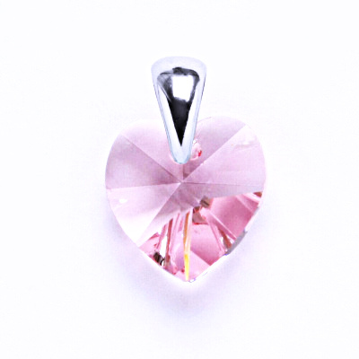 Přívěsek stříbrný srdce s krystalem Swarovski ( light rose 14 mm) P 1302