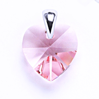 Přívěsek stříbrný srdce s krystalem Swarovski ( light rose)P 1302 
