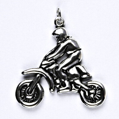 Stříbrný přívěsek s patinou, motocross, motorka, přívěšek ze stříbra, P 233 