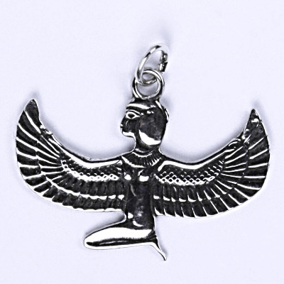 Stříbrný přívěšek s patinou, bohyně Isis, egyptský motiv, P 914
