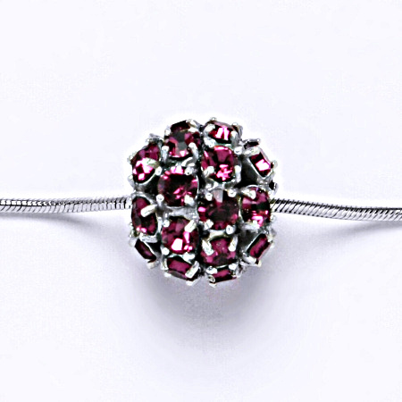 Stříbrný přívěšek koule se Swarovski krystalem fuchsia P 1343