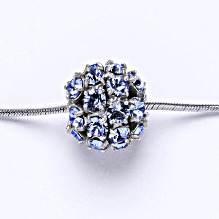 Stříbrný přívěšek koule se Swarovski krystalem light sapphire P 1343