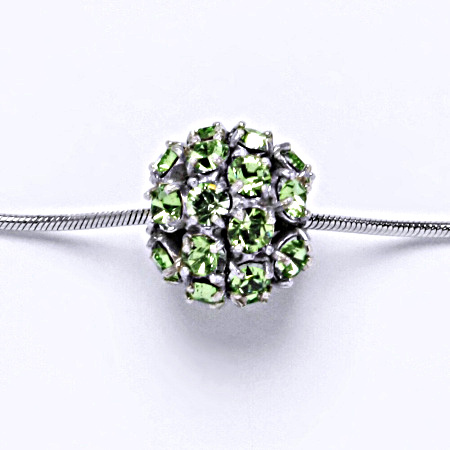 Stříbrný přívěšek koule se Swarovski krystalem peridot P 1343