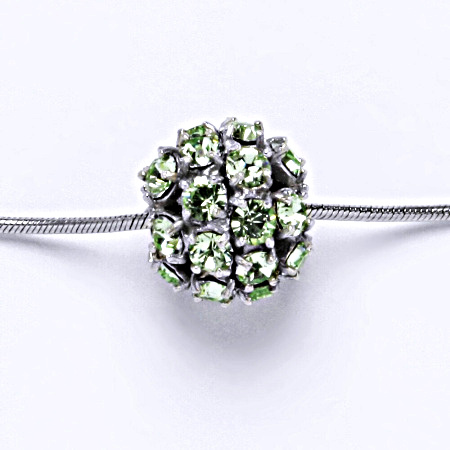 Stříbrný přívěšek koule se Swarovski krystalem chryzolit P 1343