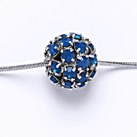 Stříbrný přívěšek koule se Swarovski krystalem blue opal P 1343
