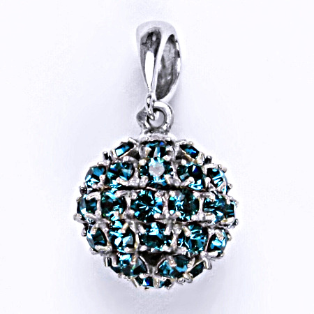 Stříbrný přívěšek koule se Swarovski krystalem blue zirkon P 1369/6