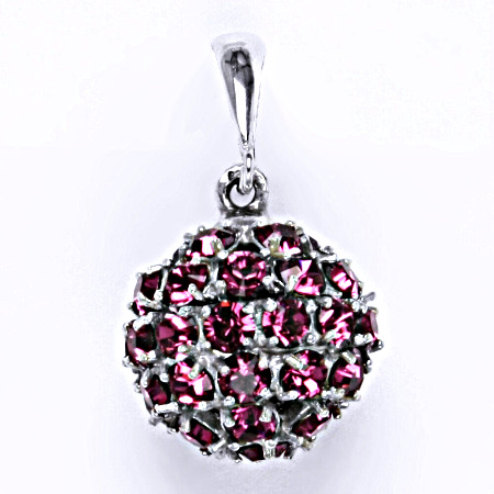 Stříbrný přívěšek koule se Swarovski krystalem fuchsia P 1369/6