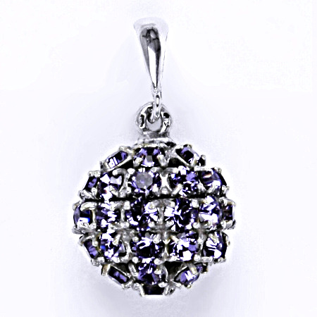 Stříbrný přívěšek koule se Swarovski krystalem tanzanite,šperk P 1369/6