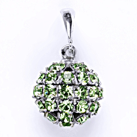 Stříbrný přívěšek koule se Swarovski krystalem peridot,šperk P 1369/6