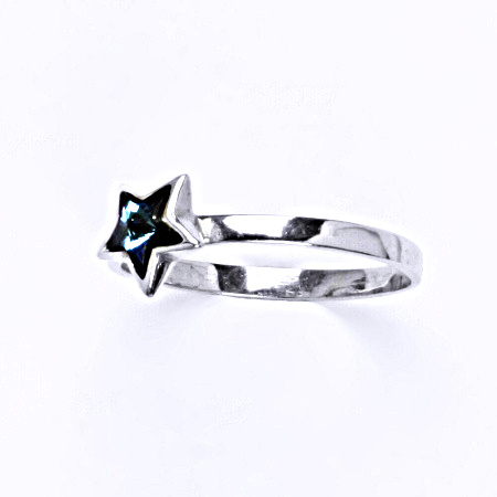 Prsten stříbrný s krystalem swarovski bermuda blue,šperk T 1326