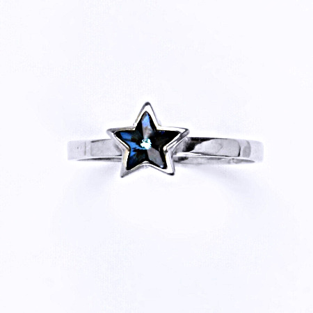 Prsten stříbrný s krystalem swarovski bermuda blue,šperk T 1326