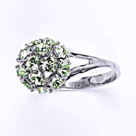 Prsten stříbrný s krystalem Swarovski chryzolitl,šperk T 1337