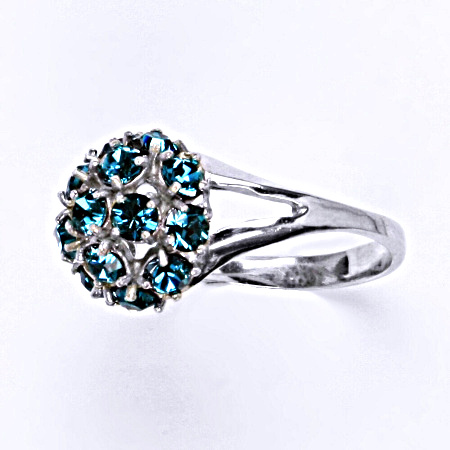 Prsten stříbrný s krystalem swarovski blue zirkon,šperk T 1337