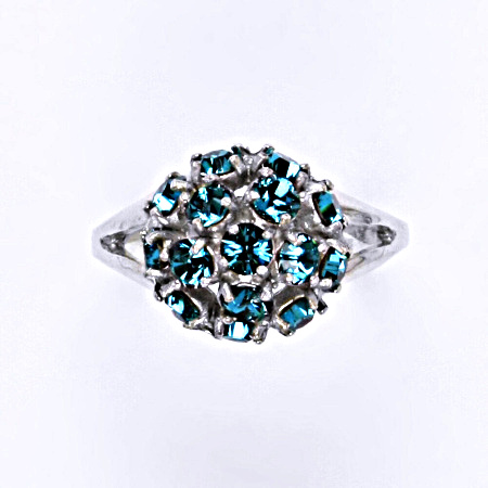 Prsten stříbrný s krystalem swarovski blue zirkon,šperk T 1337