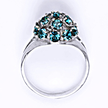 Prsten stříbrný s krystalem swarovski blue zirkon,šperk T 1337