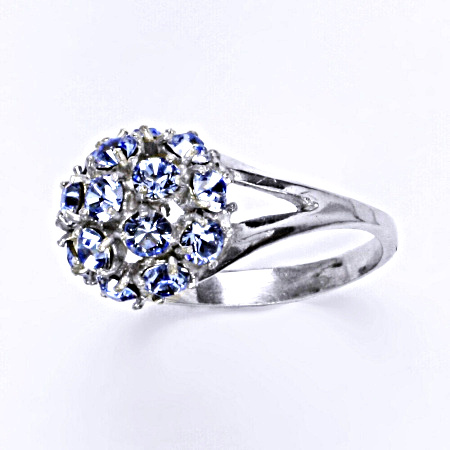 1 Prsten stříbrný s krystalem Swarovski light sapphire,šperk T 1337