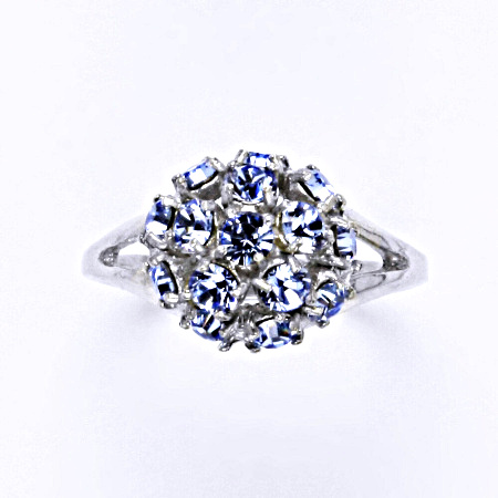 1 Prsten stříbrný s krystalem Swarovski light sapphire,šperk T 1337