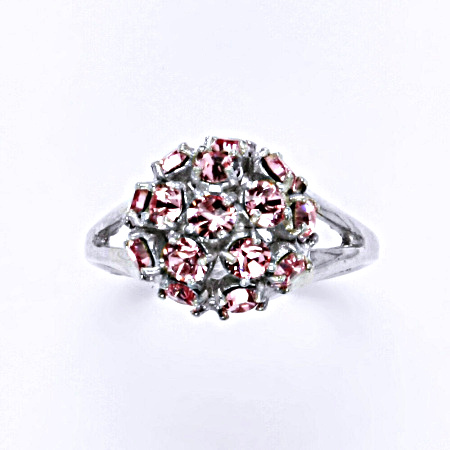 1 Prsten stříbrný s krystalem Swarovski light rose,šperk T 1337