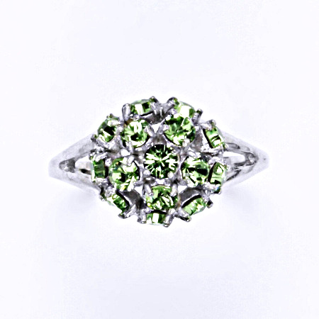 Prsten stříbrný s krystalem Swarovski peridot,šperk T 1337
