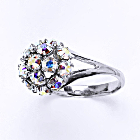 Prsten stříbrný s krystalem Swarovski AB krystal,šperk T 1337