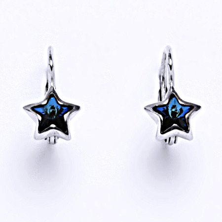 Stříbrné náušnice s krystalem swarovski bermuda blue,šperk NK 1366