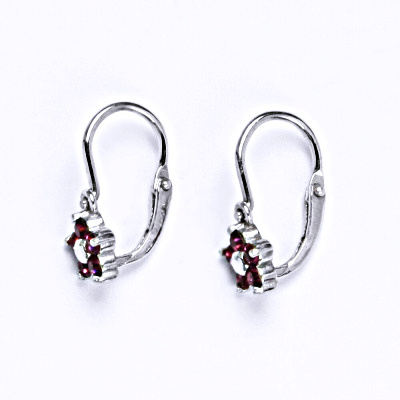 Dětské náušnice stříbrné se Swarovski krystalem fuchsia,pomněnka, NK 1391 SW