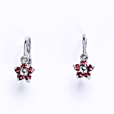 Dětské náušnice stříbrné se Swarovski krystalem rose,pomněnka, NK 1391 SW