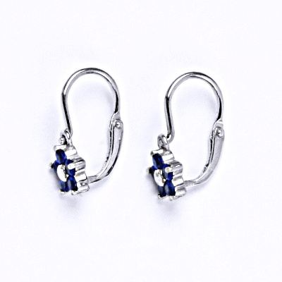 Dětské náušnice stříbrné se spinelem,pomněnka, NK 1391