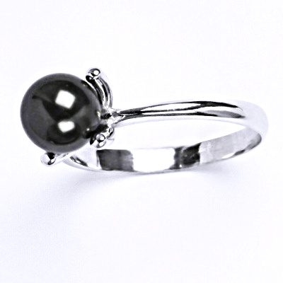 Stříbrný prsten se Swarovski perlou black, T 1400