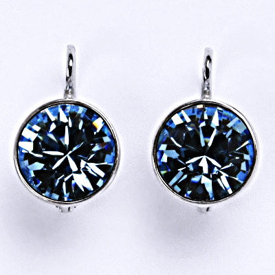 Stříbrné náušnice se Swarovski krystalem akvamarín NK 1347