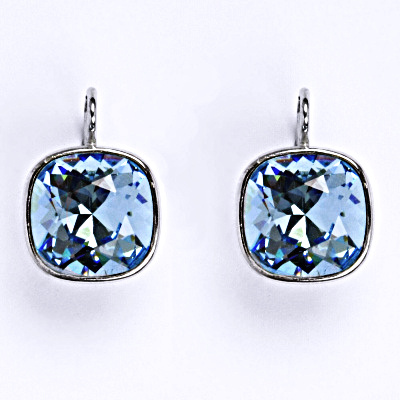 Stříbrné náušnice se Swarovski krystalem akvamarin, NK 1375