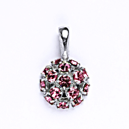 Přívěšek ze stříbra s krystalem Swarovski rose, půlkoule s pevným úchytem P 1337