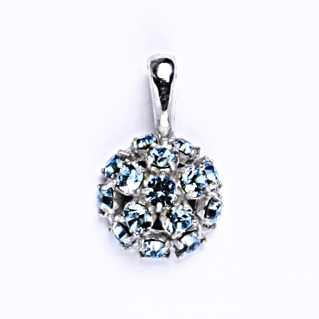Přívěšek ze stříbra s krystalem Swarovski akvamarín, půlkoule s pevným úchytem P 1337