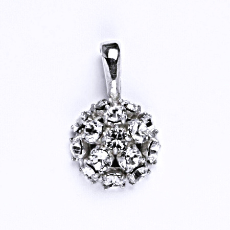 1 Přívěšek ze stříbra s čirým krystalem Swarovski, půlkoule s pevným úchytem P 1337