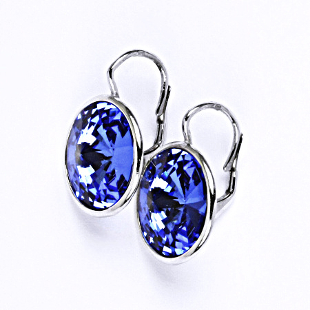 Stříbrné náušnice s krystalem Swarovski saphire NK 1372