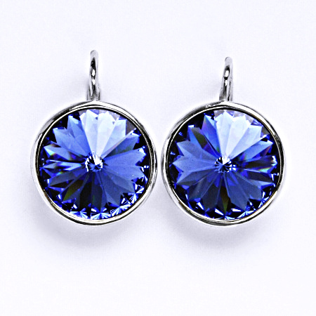 Stříbrné náušnice s krystalem Swarovski saphire NK 1372