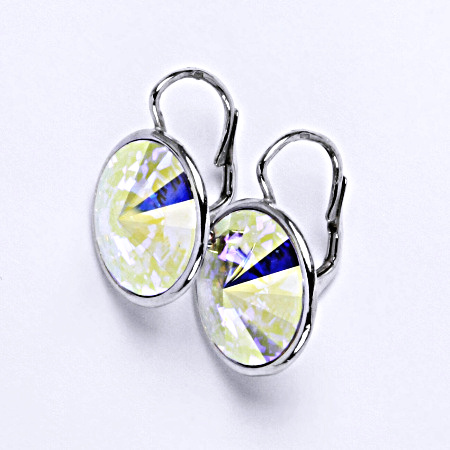 Stříbrné náušnice s AB krystalem Swarovski NK 1372