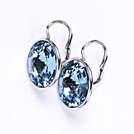 Stříbrné náušnice s krystalem Swarovski akvamarín NK 1372