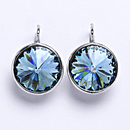 Stříbrné náušnice s krystalem Swarovski akvamarín NK 1372