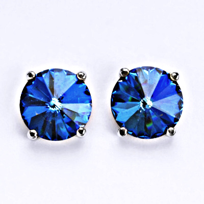 Stříbrné náušnice na šroubek se Swarovski krystalem Rivoli NŠ 1188