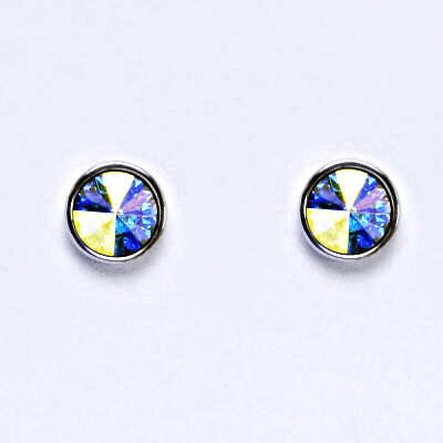 Stříbrné náušnice na šroubek se Swarovski AB krystalem,NŠ 1336