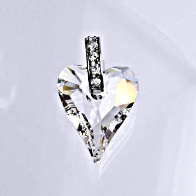 Stříbrný přívěšek s čirým krystalem Swarovski heart pendant, srdce 27 mm, P 1408