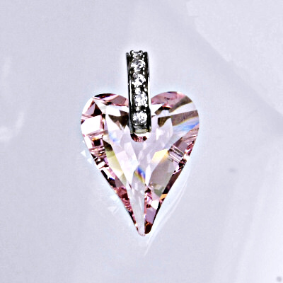 Stříbrný přívěšek s krystalem Swarovski rosaline heart pendant, srdce, P 1408