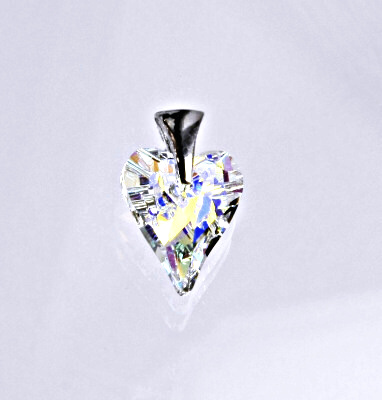 Stříbrný přívěšek s AB krystalem Swarovski heart pendant, srdce 17 mm, P 1303