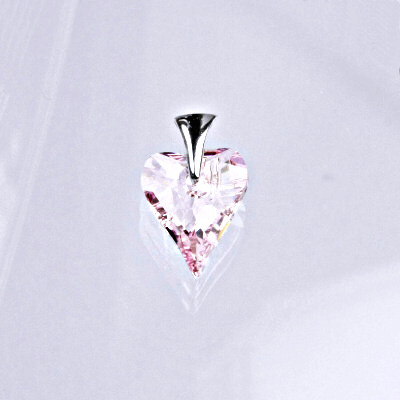Stříbrný přívěšek s krystalem Swarovski rosaline heart pendant, srdce, P 1303