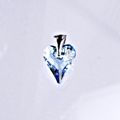 Stříbrný přívěšek s krystalem Swarovski akvamarín heart pendant, srdce, P 1303