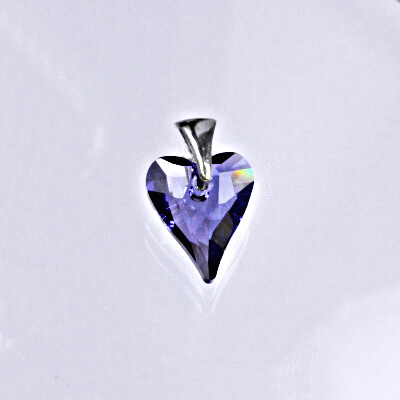 Stříbrný přívěšek s krystalem Swarovski tanzanire heart pendant, srdce, P 1303